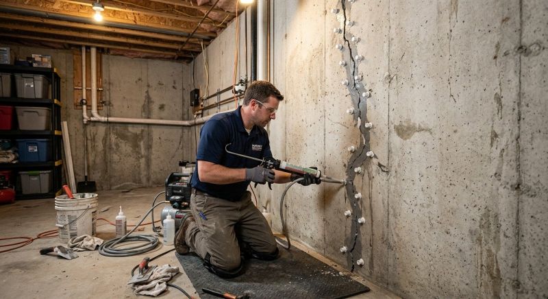 Basement Crack Repair in Johnston, RI