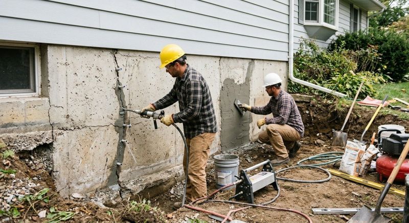 Cracked Foundation Repair in Milford, MA