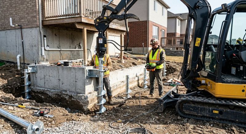 Helical Piers Installation in Johnston, RI