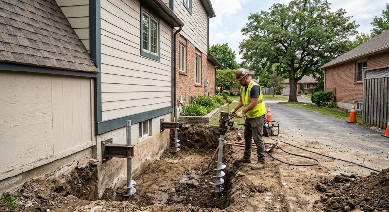 Helical Piers Installation in Johnston, RI