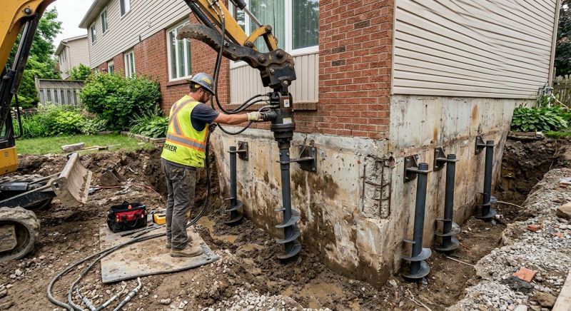 Helical Piers Installation in Johnston, RI