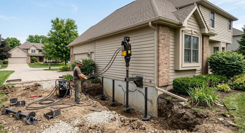Helical Piers Installation in Johnston, RI