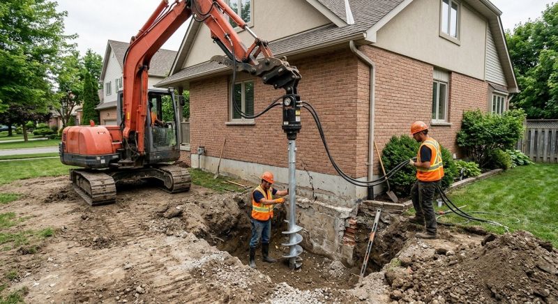 Helical Pile Installation in Johnston, RI