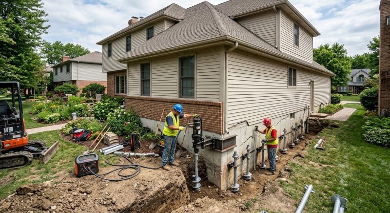 Helical Pile Installation in Johnston, RI