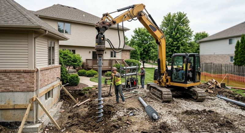 Helical Pile Installation in Johnston, RI