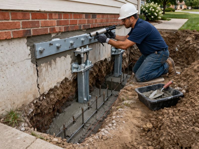 Sinking Foundation Repair in Johnston, RI